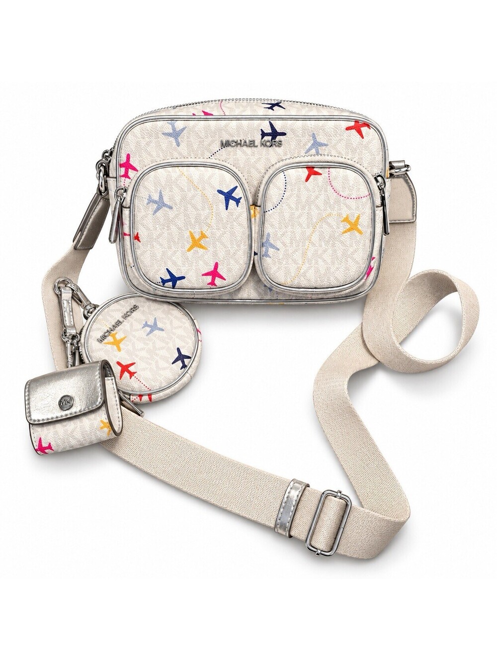 Michael Kors Jet Set Medium Crossbody Bag Airplane + Case for Apple Airpods Pro